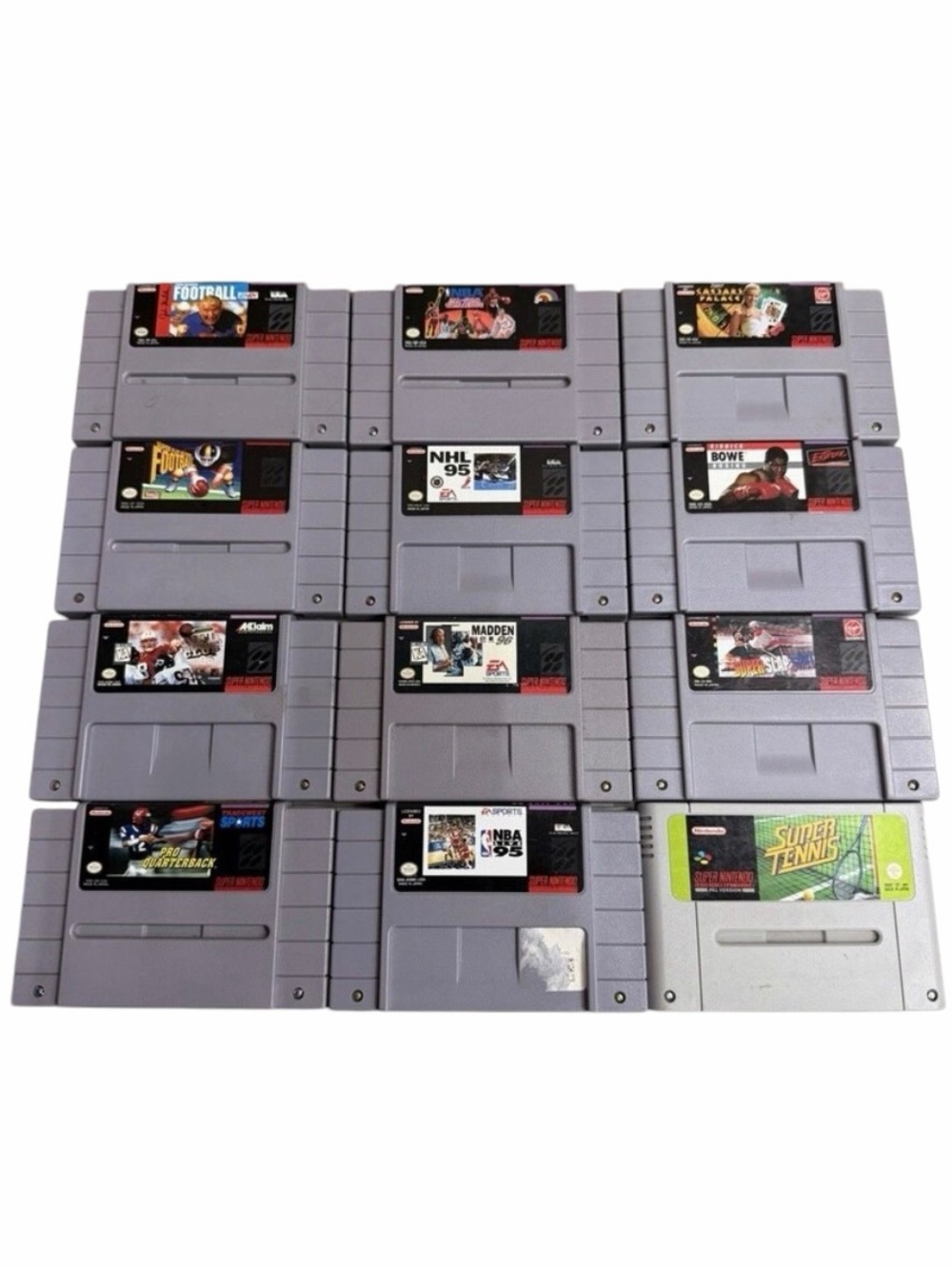 Super Nintendo SNES Lot of 12 Sports Games Football Basketball Boxing, Tennis